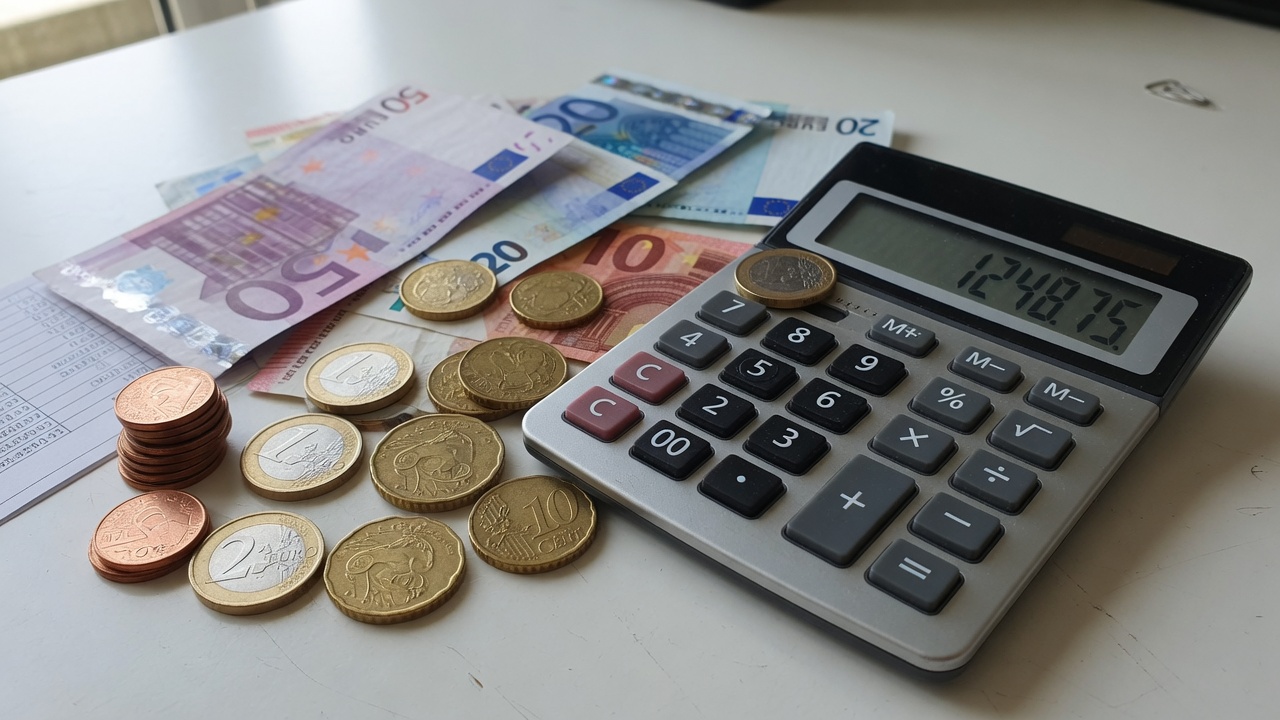 Cash and calculator on a desk